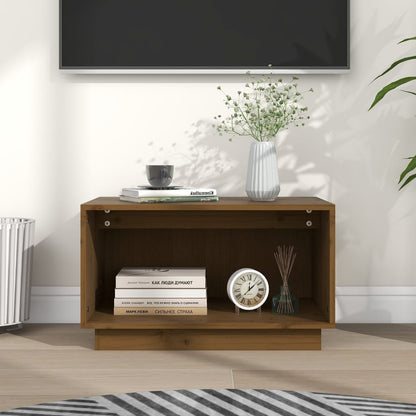Tv-Meubel 60X35X35 Cm Massief Grenenhout Honingbruin