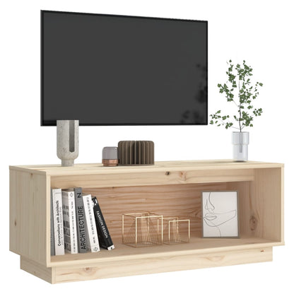 Tv-Meubel 90X35X35 Cm Massief Grenenhout Naturel