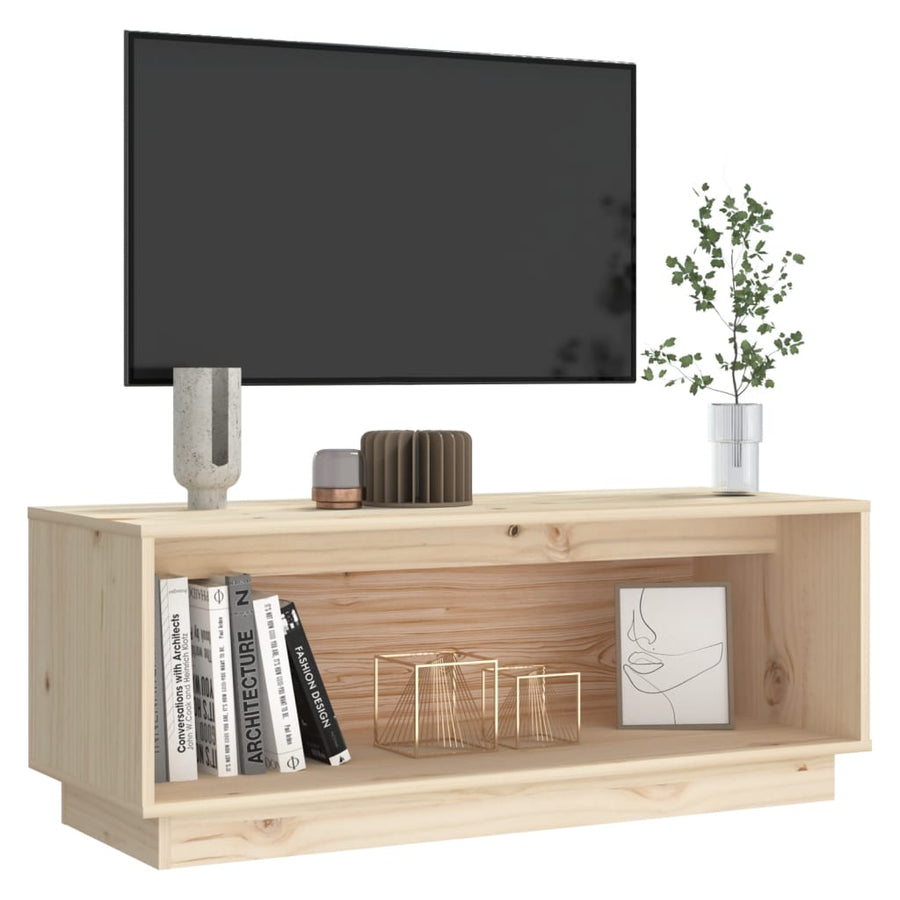 Tv-Meubel 90X35X35 Cm Massief Grenenhout Naturel