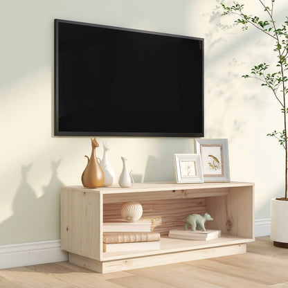 Tv-Meubel 90X35X35 Cm Massief Grenenhout Naturel