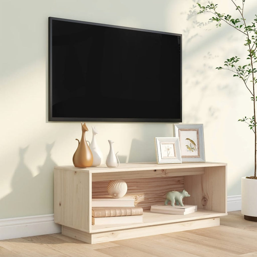 Tv-Meubel 90X35X35 Cm Massief Grenenhout Naturel