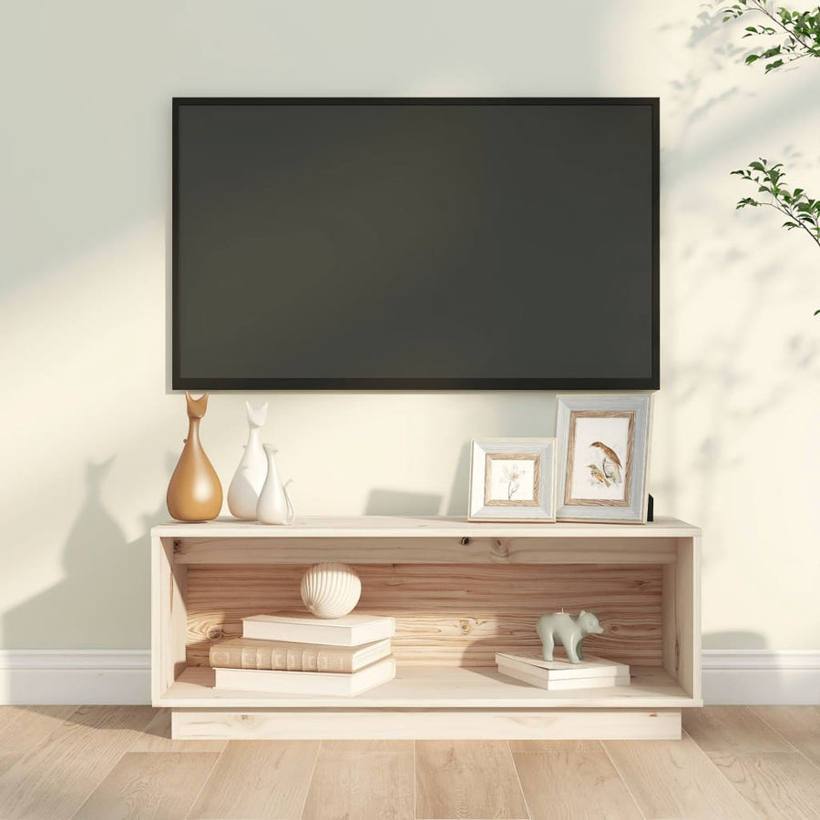 Tv-Meubel 90X35X35 Cm Massief Grenenhout Naturel