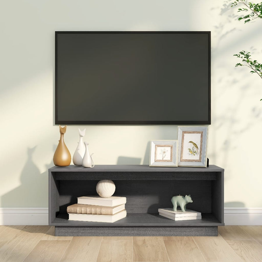 Tv-Meubel 90X35X35 Cm Massief Grenenhout Grijs