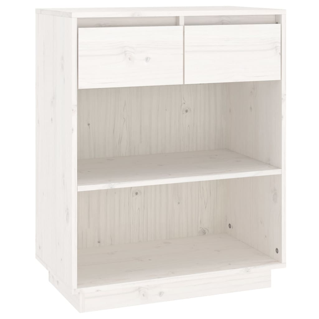 Wandkast 60X34X75 Cm Massief Grenenhout Wit