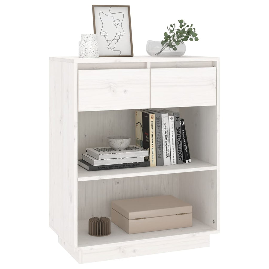 Wandkast 60X34X75 Cm Massief Grenenhout Wit