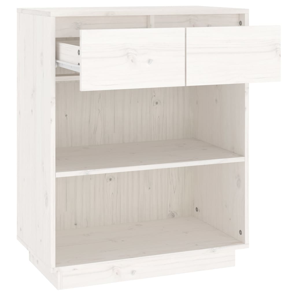 Wandkast 60X34X75 Cm Massief Grenenhout Wit