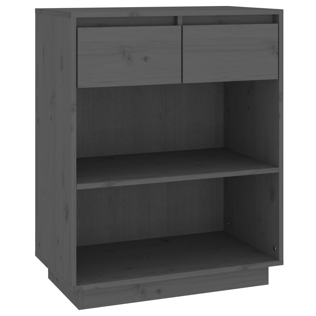 Wandkast 60X34X75 Cm Massief Grenenhout Grijs