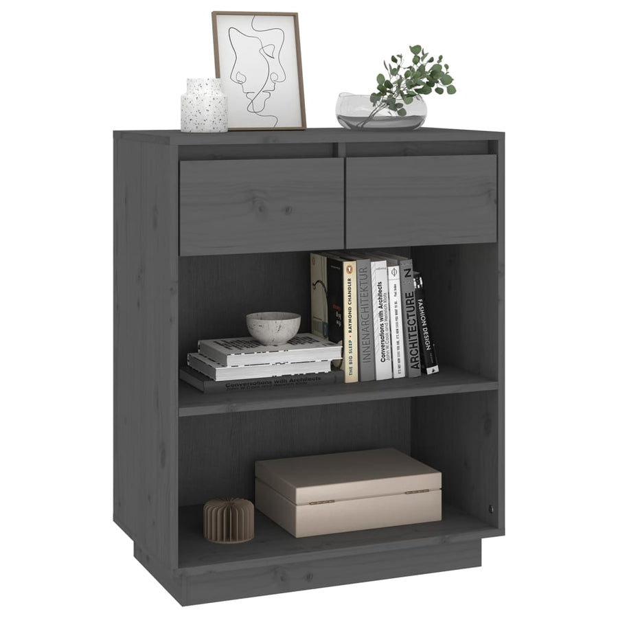 Wandkast 60X34X75 Cm Massief Grenenhout Grijs
