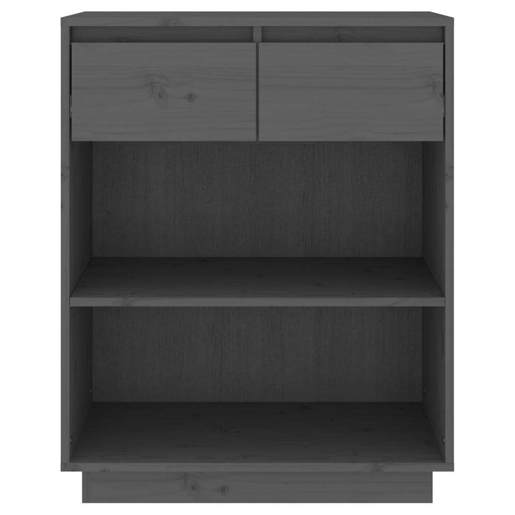 Wandkast 60X34X75 Cm Massief Grenenhout Grijs