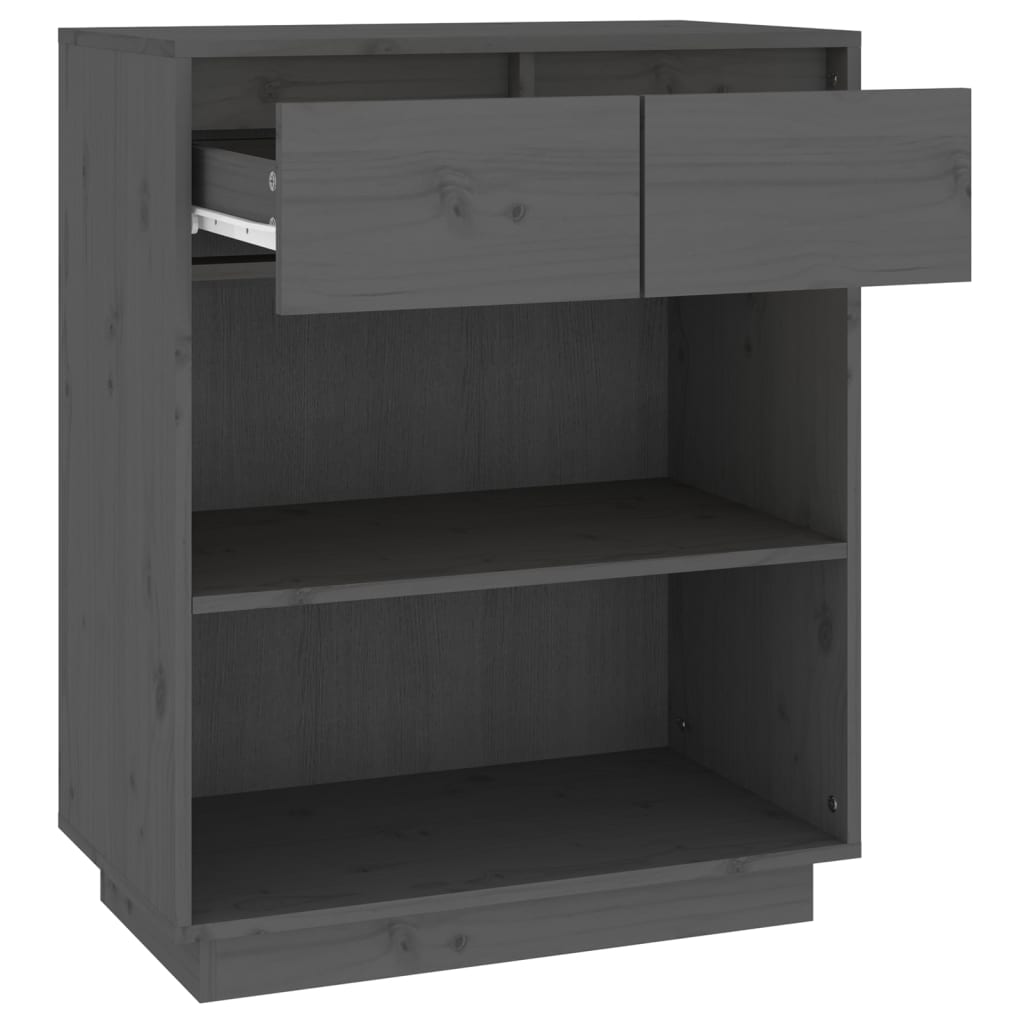 Wandkast 60X34X75 Cm Massief Grenenhout Grijs