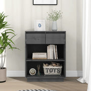 Wall cabinet 60x34x75 cm solid pine wood grey