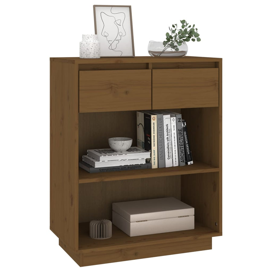 Wandkast 60X34X75 Cm Massief Grenenhout Honingbruin