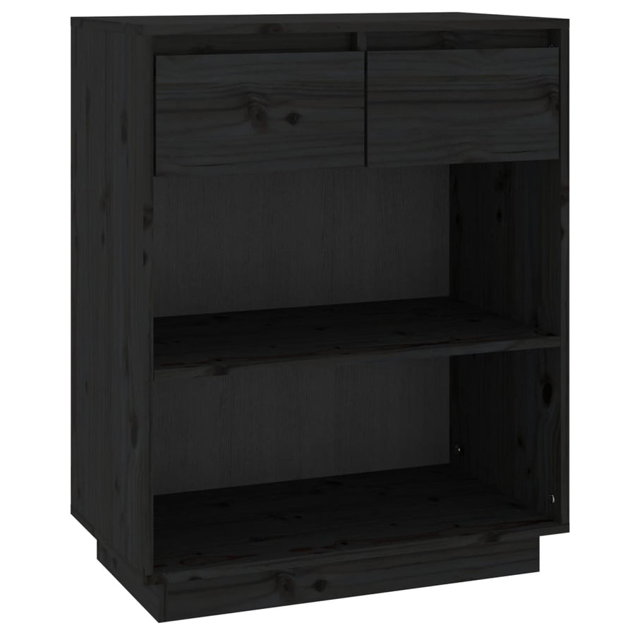Wandkast 60X34X75 Cm Massief Grenenhout Zwart