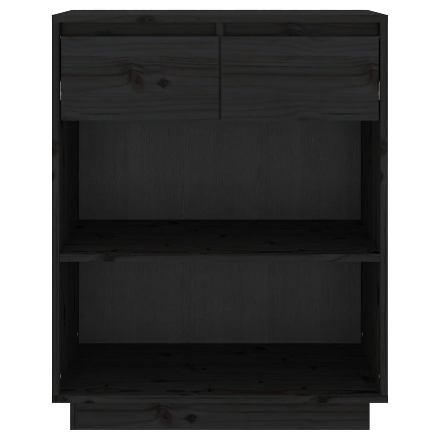 Wandkast 60X34X75 Cm Massief Grenenhout Zwart
