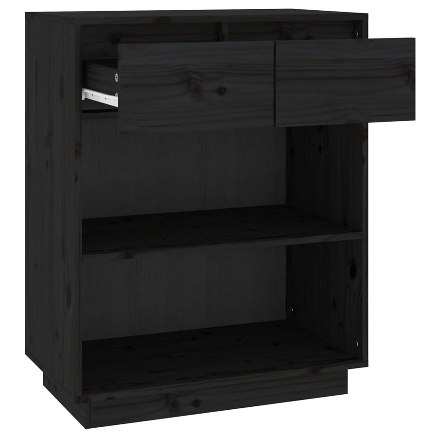 Wandkast 60X34X75 Cm Massief Grenenhout Zwart