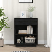 Wall cabinet 60x34x75 cm solid pine black