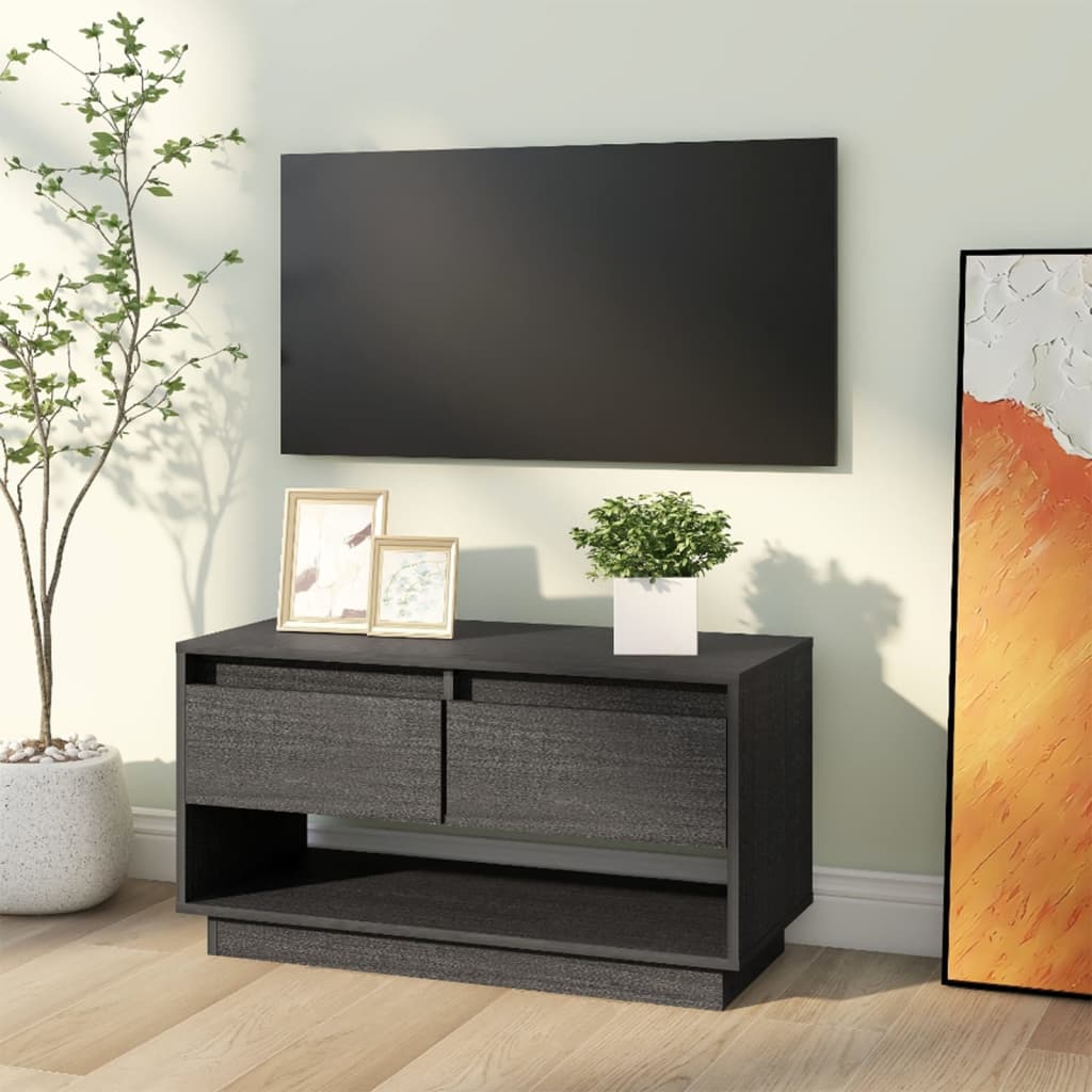 Tv-Meubel 74X34X40 Cm Massief Grenenhout Grijs