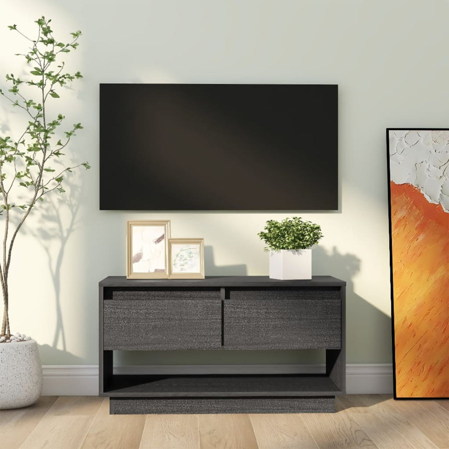 Tv-Meubel 74X34X40 Cm Massief Grenenhout Grijs