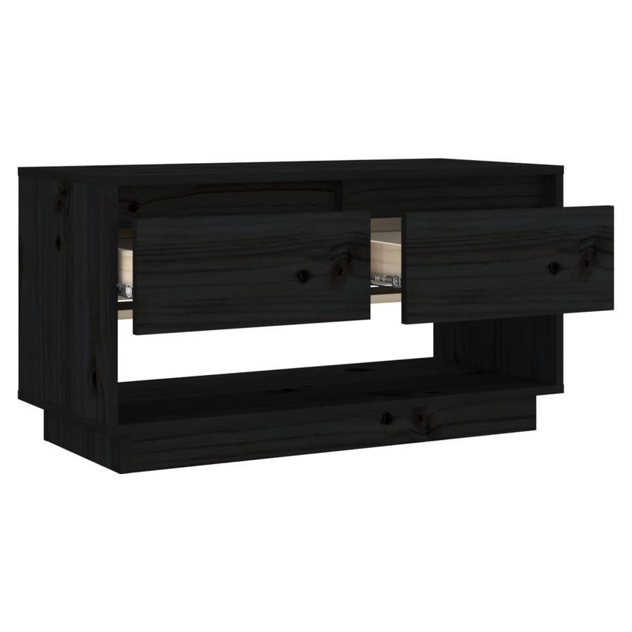 Tv-Meubel 74X34X40 Cm Massief Grenenhout Zwart