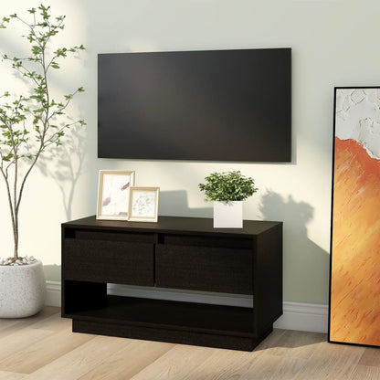 Tv-Meubel 74X34X40 Cm Massief Grenenhout Zwart