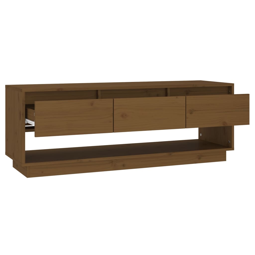 Tv-Meubel 0,5X34X40 Cm Massief Grenenhout Honingbruin