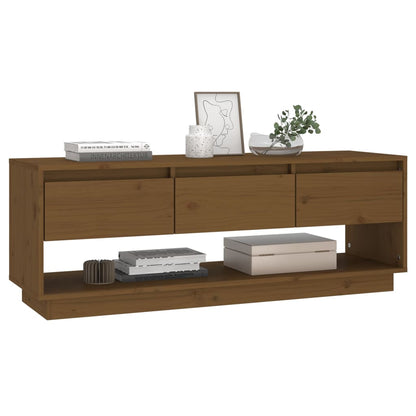 Tv-Meubel 0,5X34X40 Cm Massief Grenenhout Honingbruin