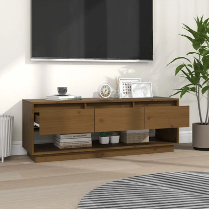 Tv-Meubel 0,5X34X40 Cm Massief Grenenhout Honingbruin