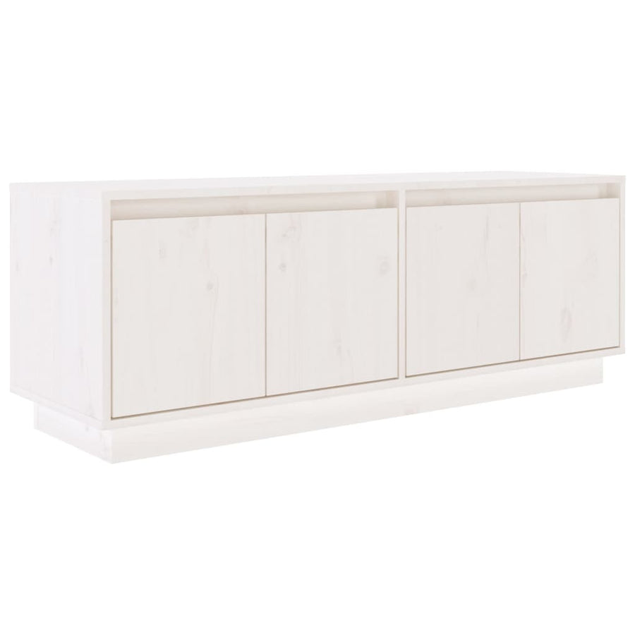 Tv-meubel 110x34x40 cm massief grenenhout wit Wit
