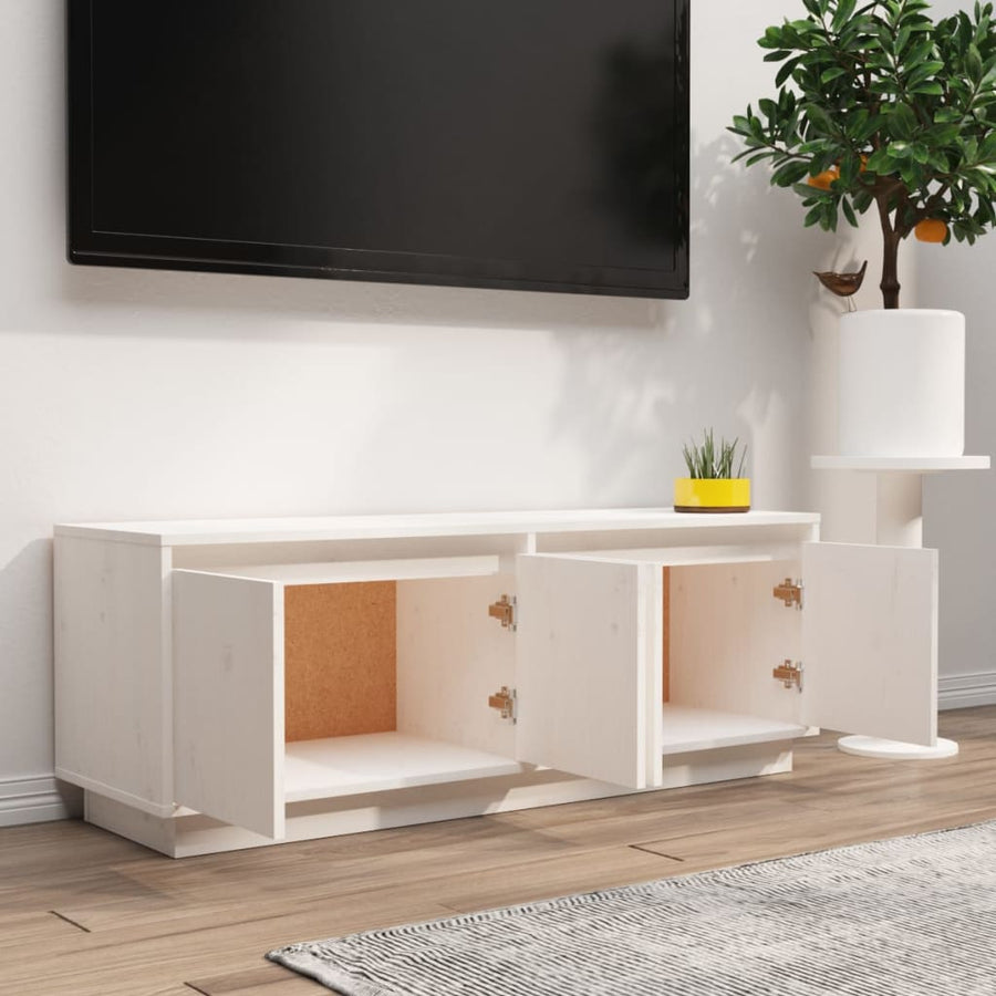 Tv-meubel 110x34x40 cm massief grenenhout wit Wit