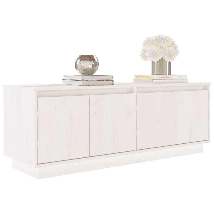 Tv-meubel 110x34x40 cm massief grenenhout wit Wit