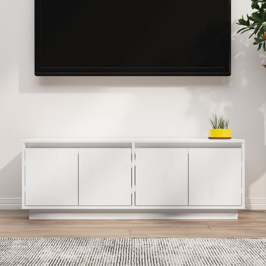 Tv-meubel 110x34x40 cm massief grenenhout wit Wit