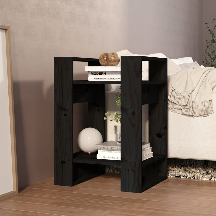 Boekenkast/Kamerscherm 4X35X57 Cm Massief Grenenhout Zwart
