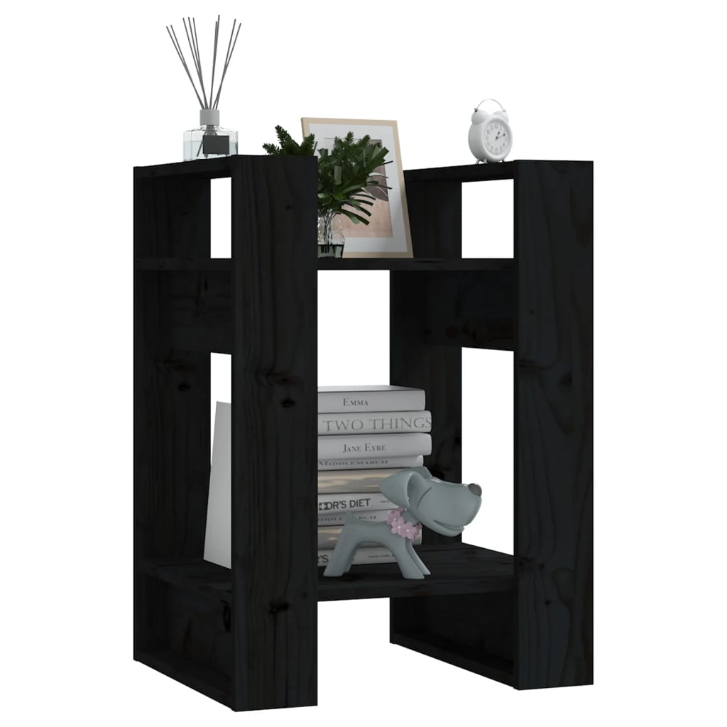 Boekenkast/Kamerscherm 4X35X57 Cm Massief Grenenhout Zwart