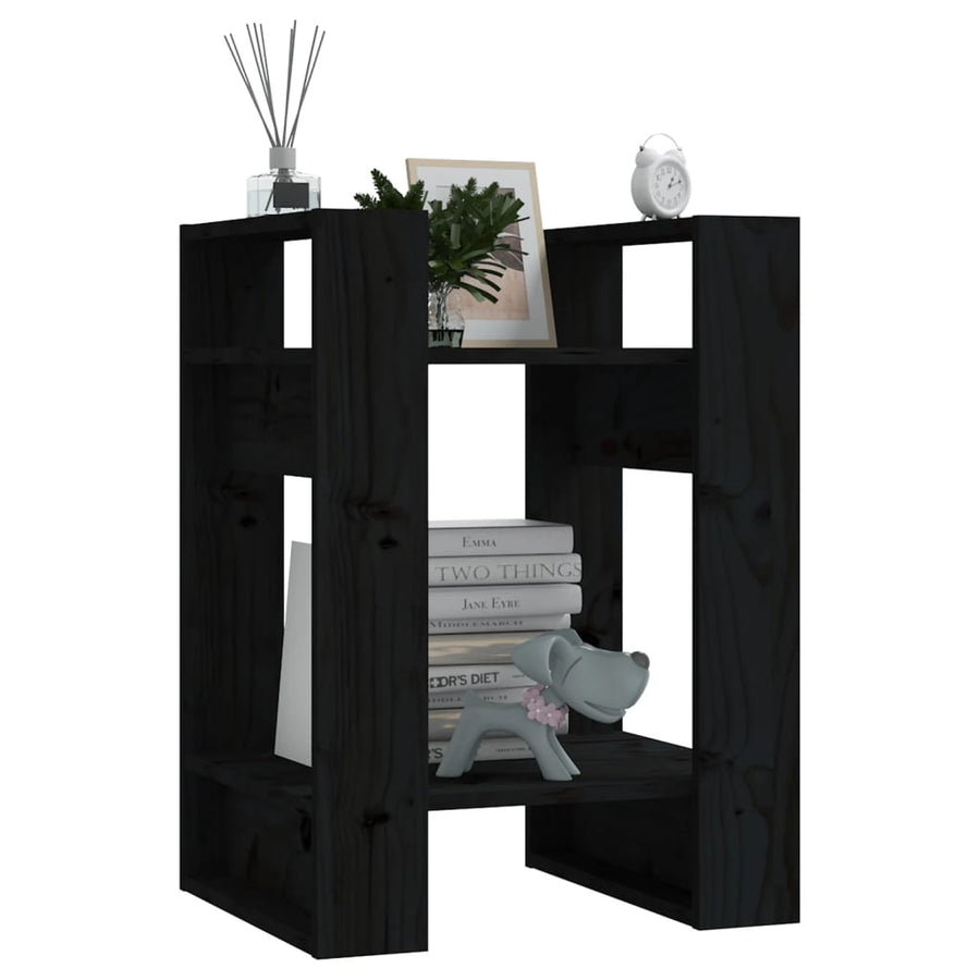 Boekenkast/Kamerscherm 4X35X57 Cm Massief Grenenhout Zwart