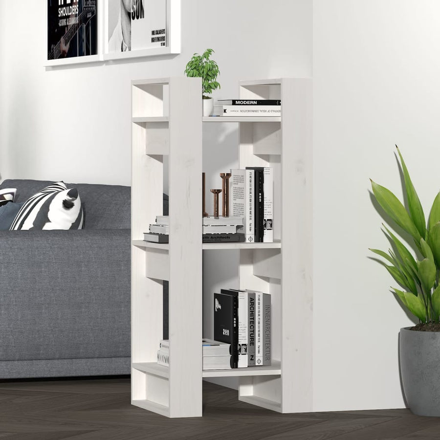 Boekenkast/Kamerscherm 4X35X9 Cm Massief Grenenhout Wit