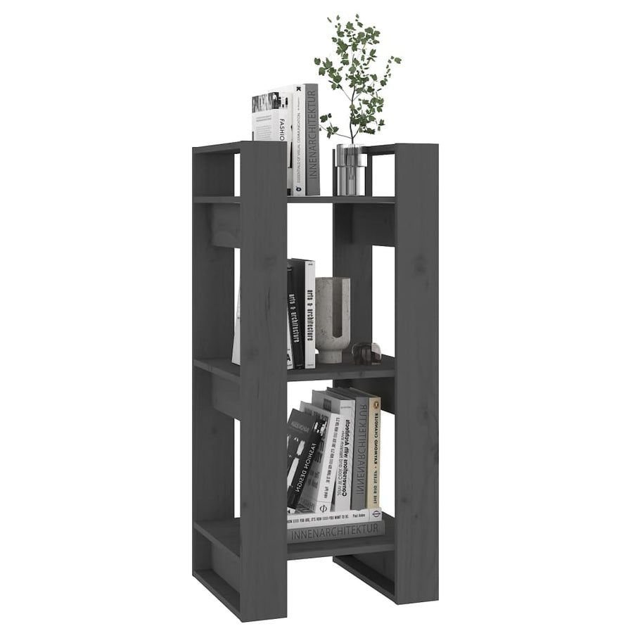 Boekenkast/kamerscherm 41x35x91 cm massief grenenhout grijs Grijs