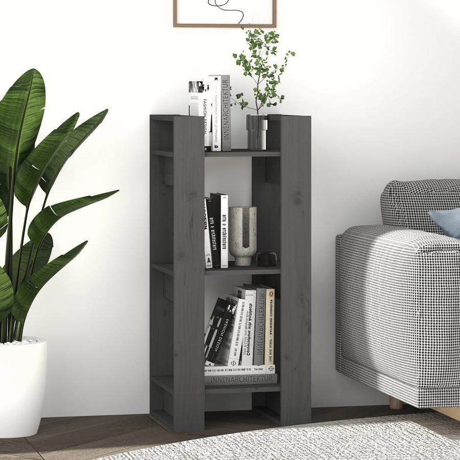 Boekenkast/kamerscherm 41x35x91 cm massief grenenhout grijs Grijs