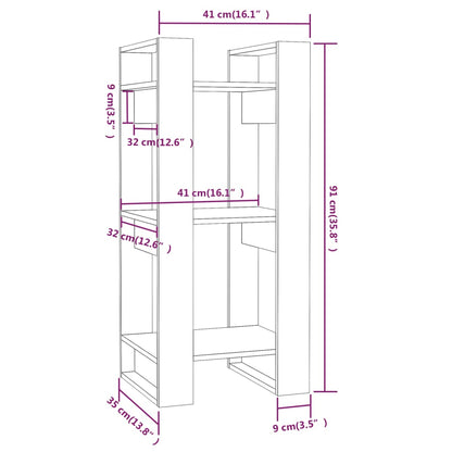Boekenkast/kamerscherm 41x35x91 cm massief grenenhout grijs Grijs
