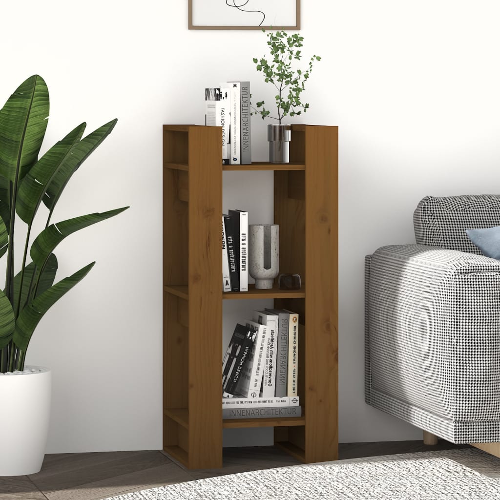 Boekenkast/Kamerscherm 4X35X9 Cm Massief Hout Honingbruin
