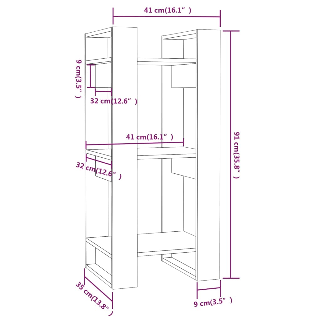Boekenkast/Kamerscherm 4X35X9 Cm Massief Hout Honingbruin