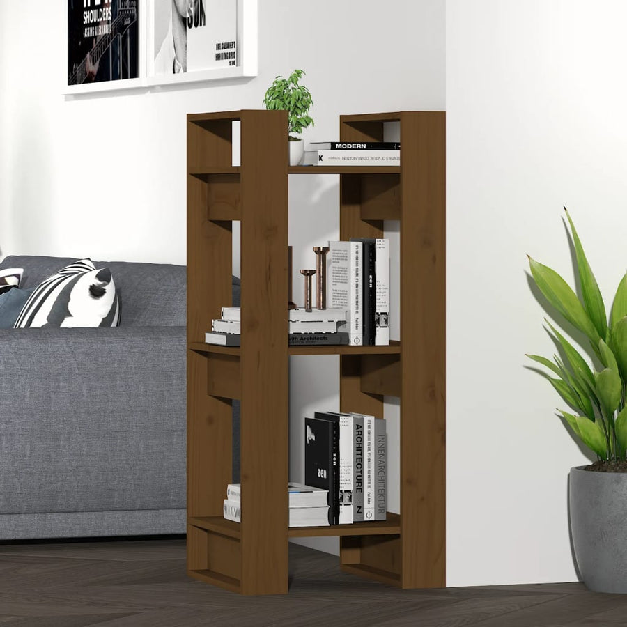 Boekenkast/Kamerscherm 4X35X9 Cm Massief Hout Honingbruin