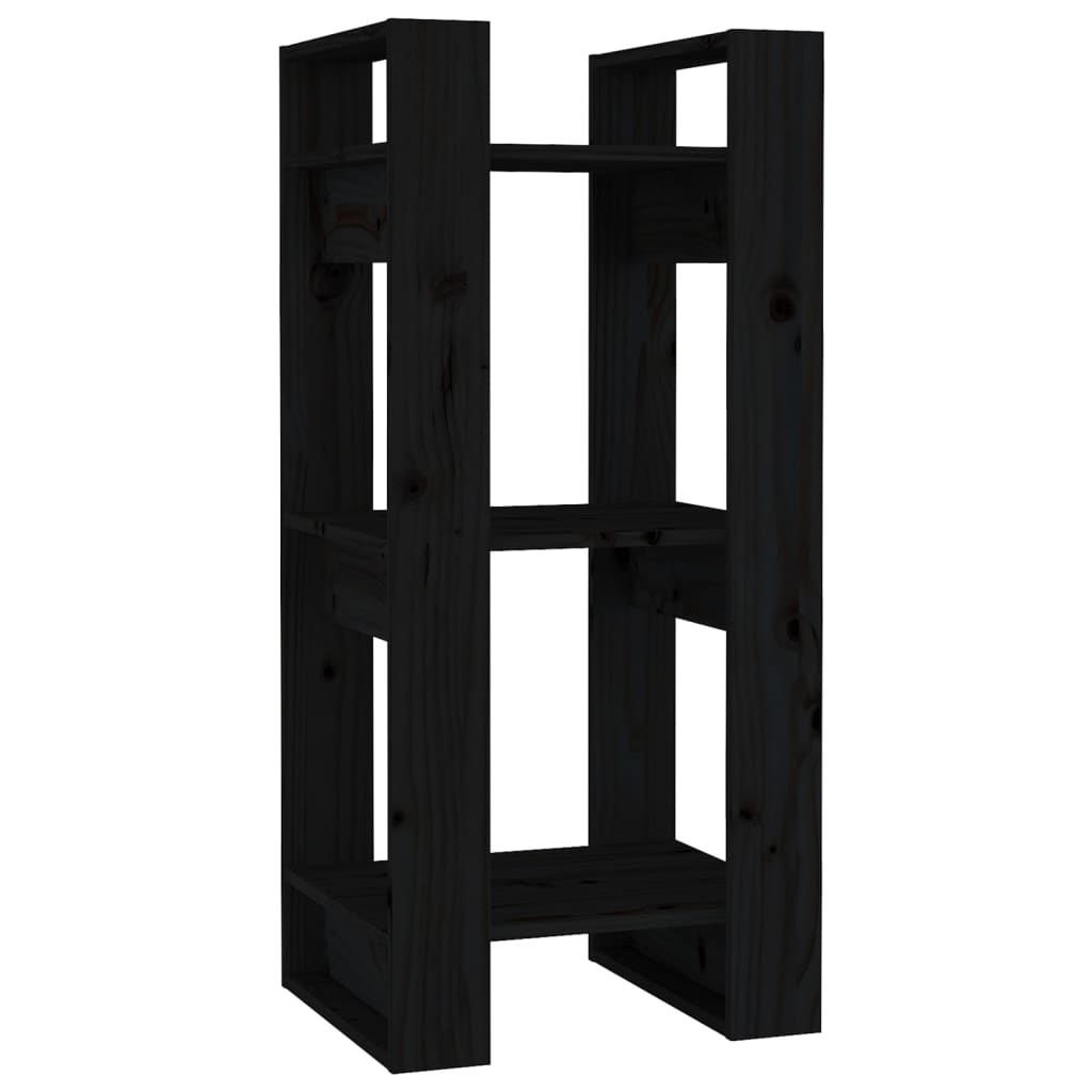 Boekenkast/Kamerscherm 4X35X9 Cm Massief Grenenhout Zwart