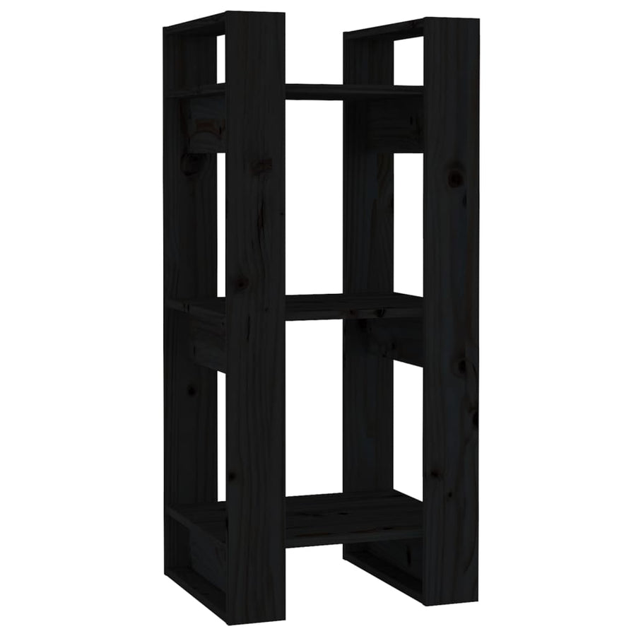 Boekenkast/Kamerscherm 4X35X9 Cm Massief Grenenhout Zwart