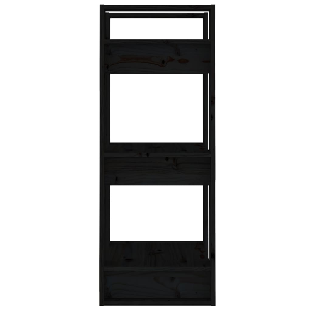 Boekenkast/Kamerscherm 4X35X9 Cm Massief Grenenhout Zwart