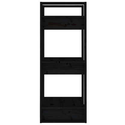 Boekenkast/Kamerscherm 4X35X9 Cm Massief Grenenhout Zwart