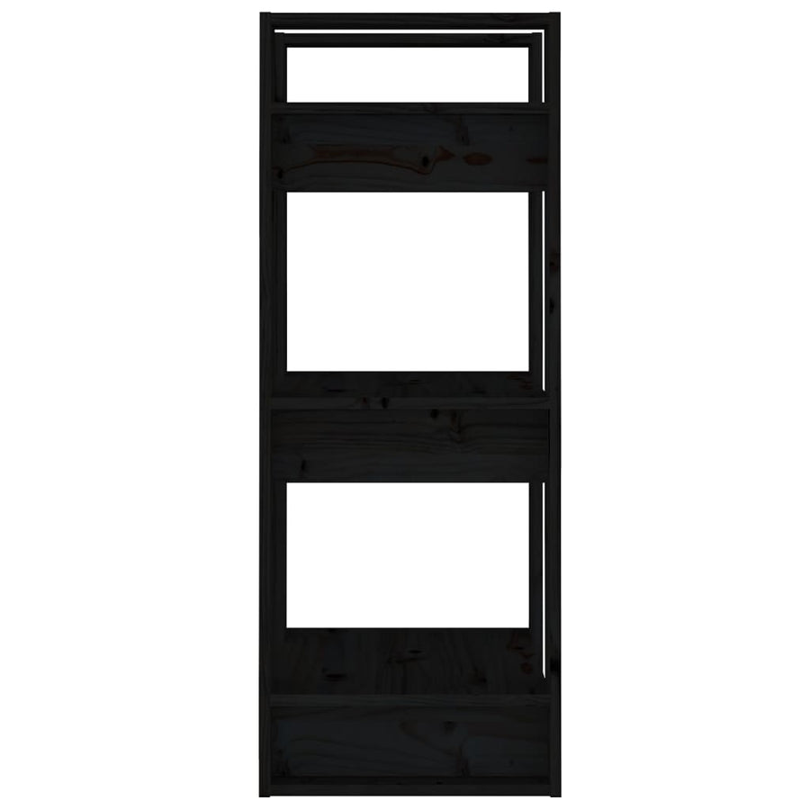 Boekenkast/Kamerscherm 4X35X9 Cm Massief Grenenhout Zwart