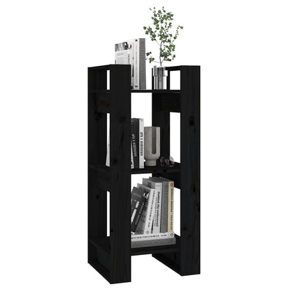 Boekenkast/Kamerscherm 4X35X9 Cm Massief Grenenhout Zwart