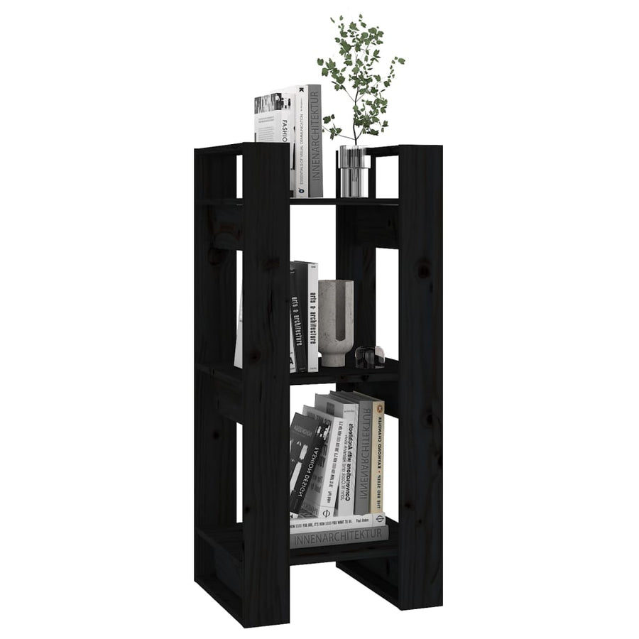 Boekenkast/Kamerscherm 4X35X9 Cm Massief Grenenhout Zwart