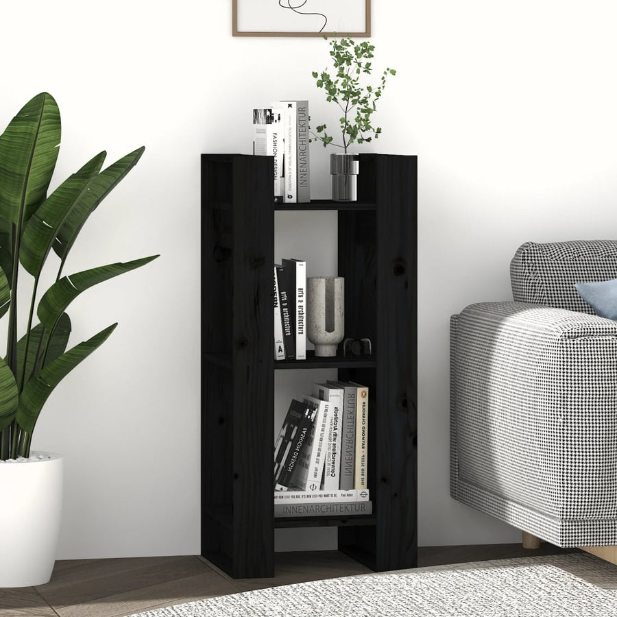 Boekenkast/Kamerscherm 4X35X9 Cm Massief Grenenhout Zwart