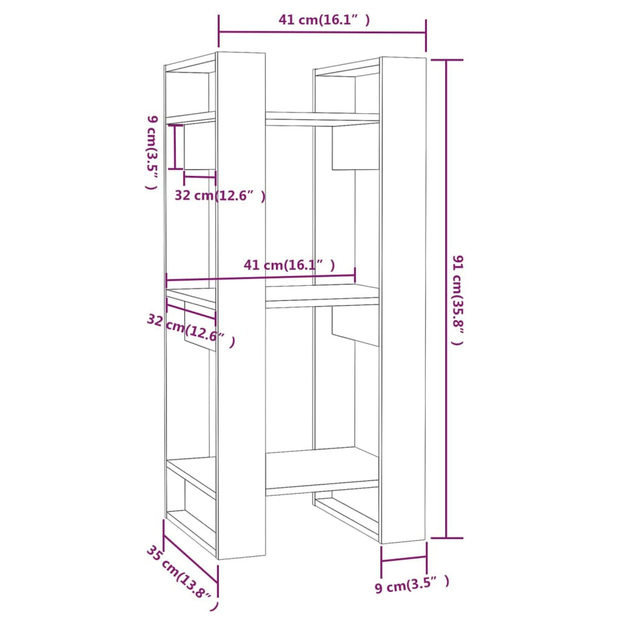 Boekenkast/Kamerscherm 4X35X9 Cm Massief Grenenhout Zwart